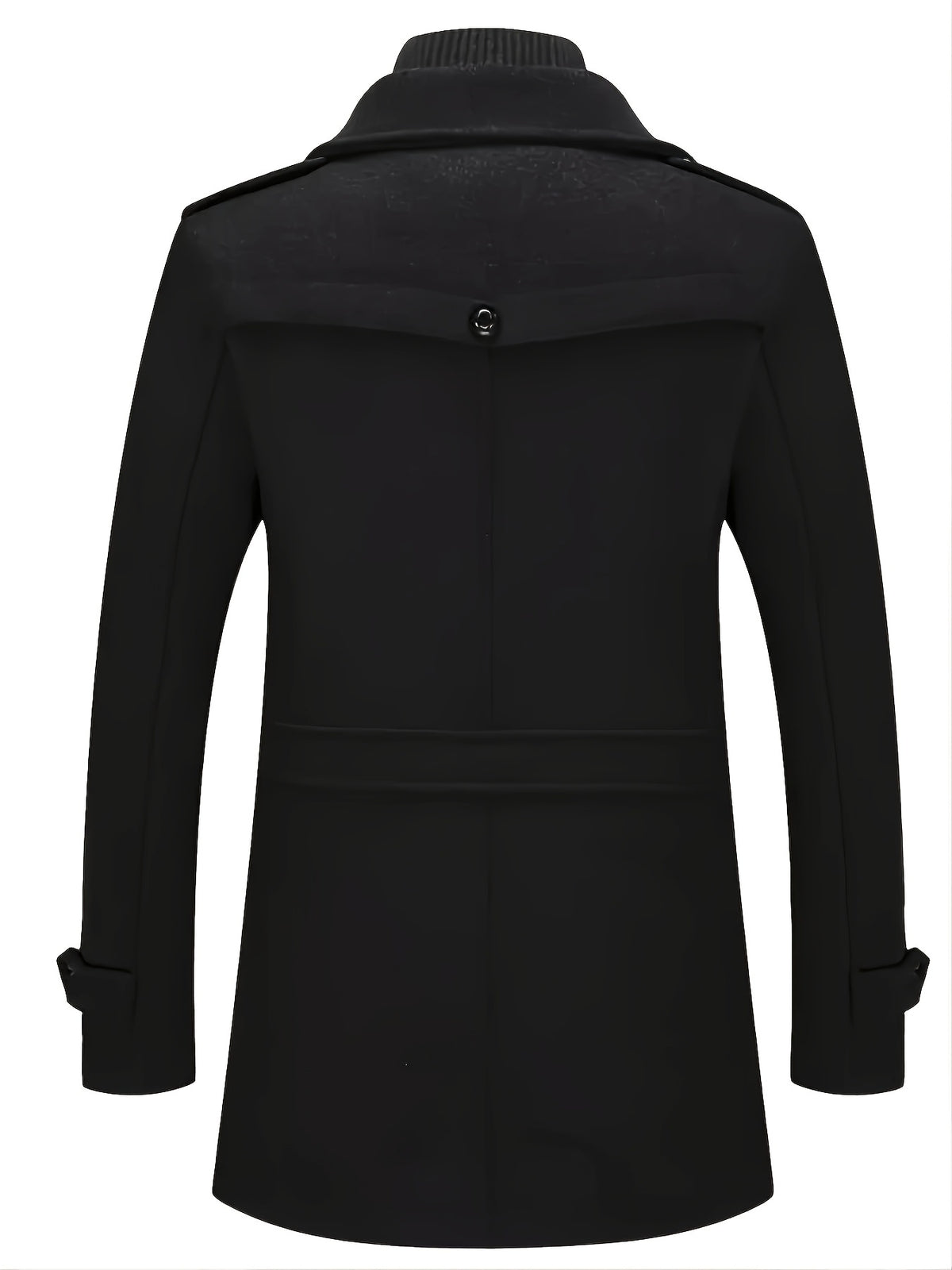 Men's Business Coat - Double Mid-Length Jacket with Collar & Single-Breasted Button Front, Warm Winter Coat Suitable for Office, Casual Wear - Solid Color Wool Jacket