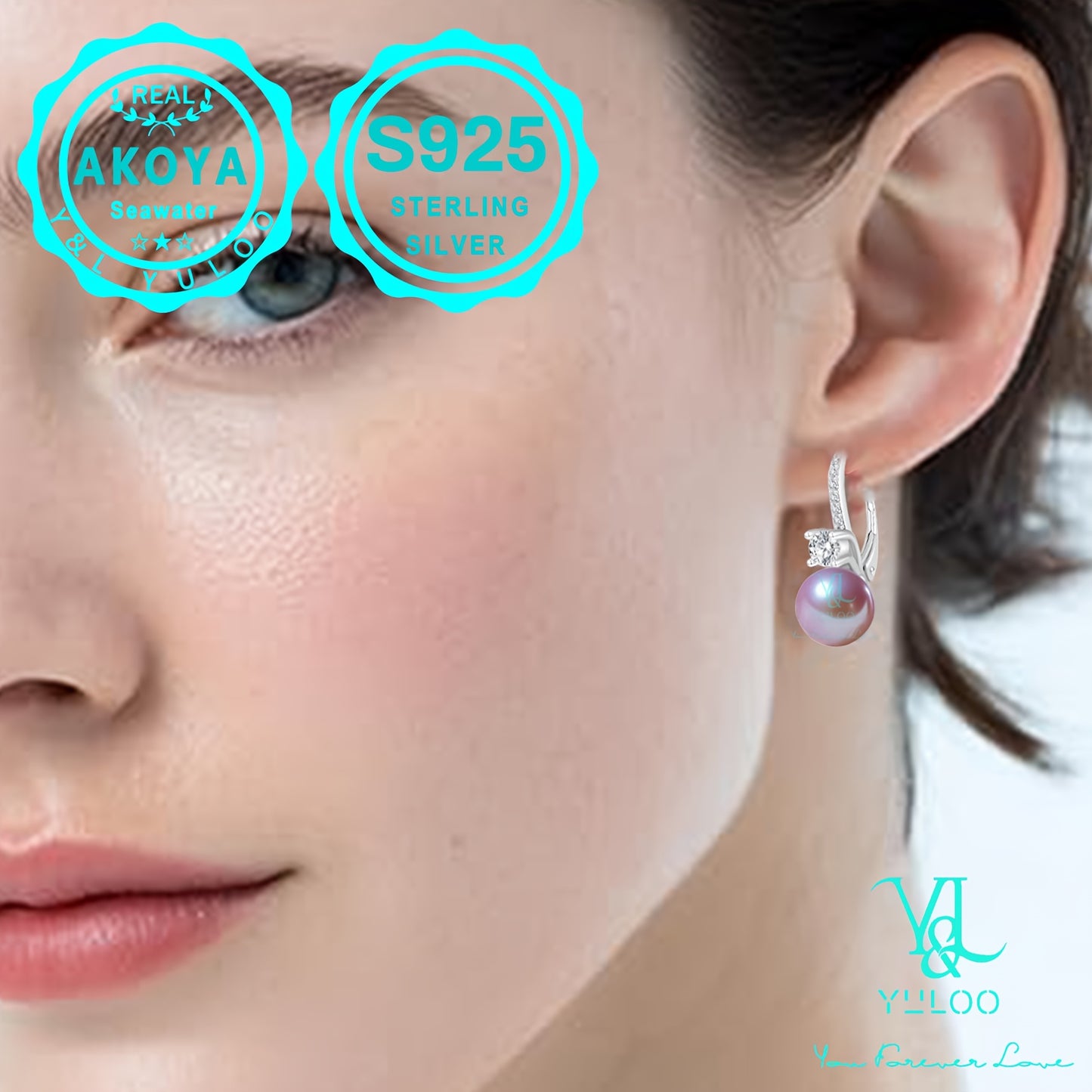 Y&L YULOO 3.6g Natural Akoya Mutsu Pearl Drop Earrings, 8mm, 5A Grade Zirconia, S925 Silver, 3.6g, Women'S Fashion Dangle Earrings, Women'S Fashion Jewelry