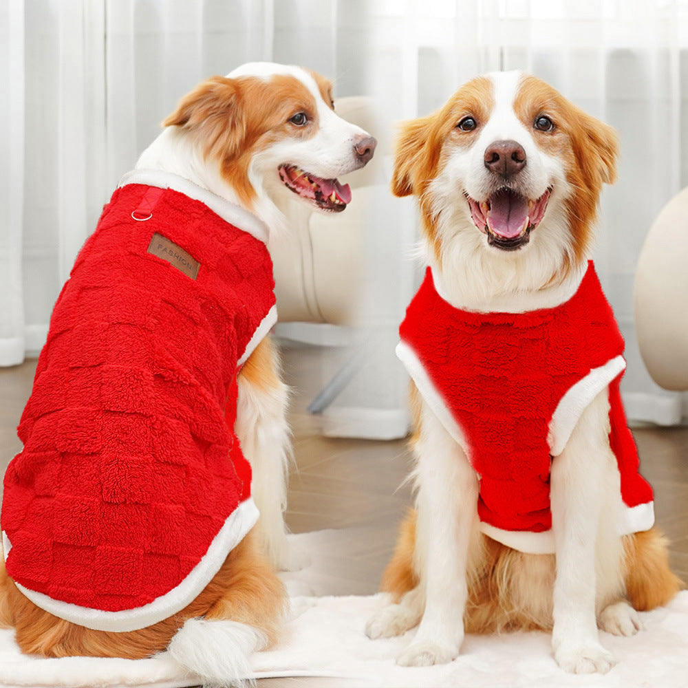 Winter Warm Plush Dog & Cat Clothes for Large Dogs & Cats - Cozy Sweater Jacket with Slip-On/Overhead Style, Cold Weather Apparel for Golden Retrievers, Durable Pet Outerwear for Autumn and Winter