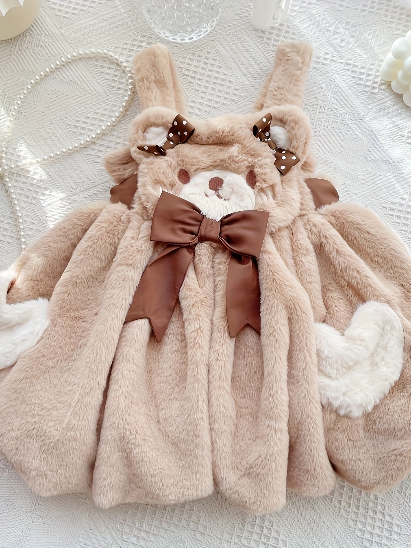 Children's Autumn/Winter Top + Vest with Fuzzy Skirt Two-Piece Set for Little Girls, Stylish Plush Dress for Birthday Party, Cute Daily Wear, Christmas Outfit, Girls' Clothing, Christmas Gift