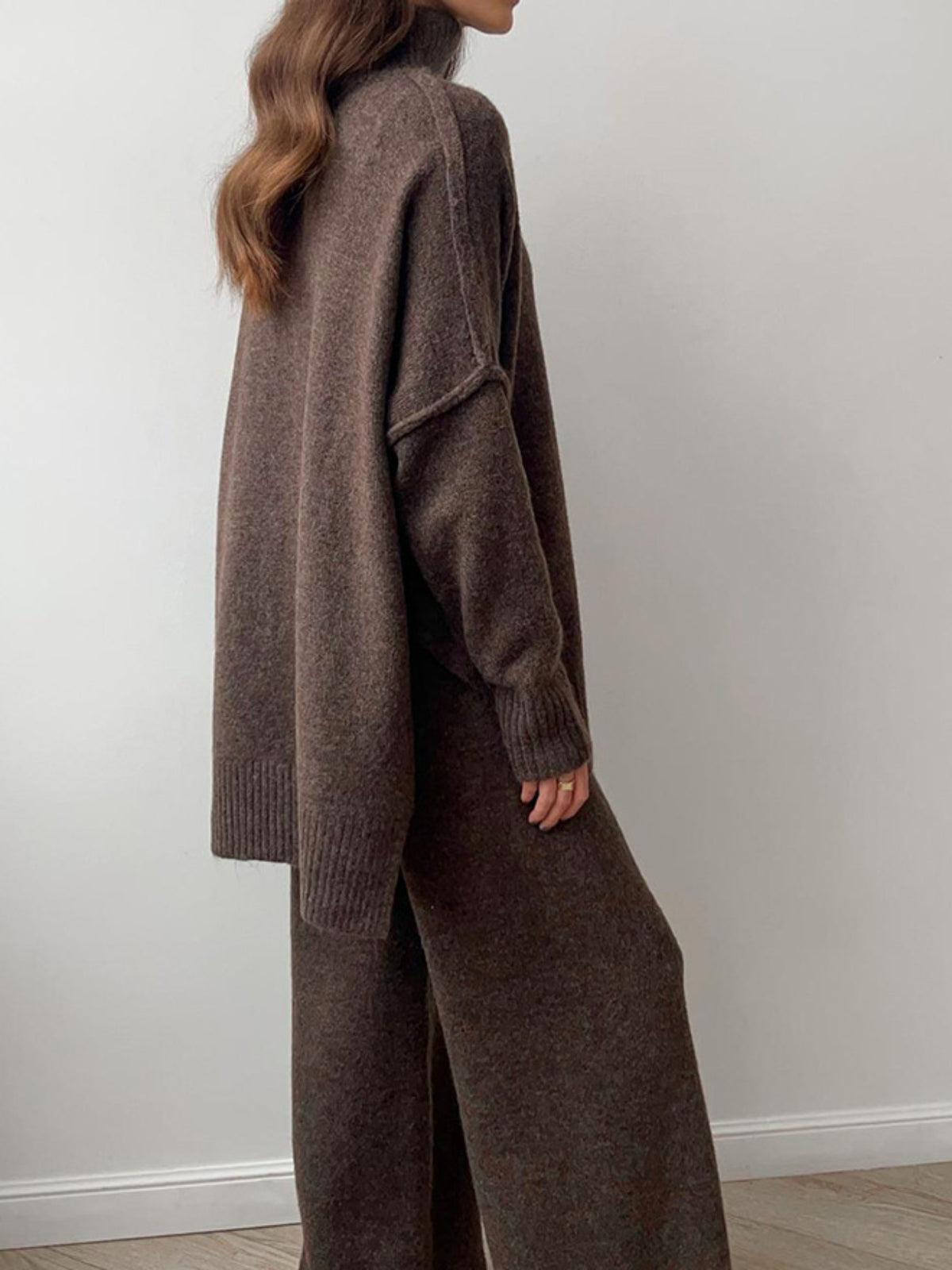 Women's Turtleneck Sweater Set- Thickened Long Pants Loose Fit Autumn Winter