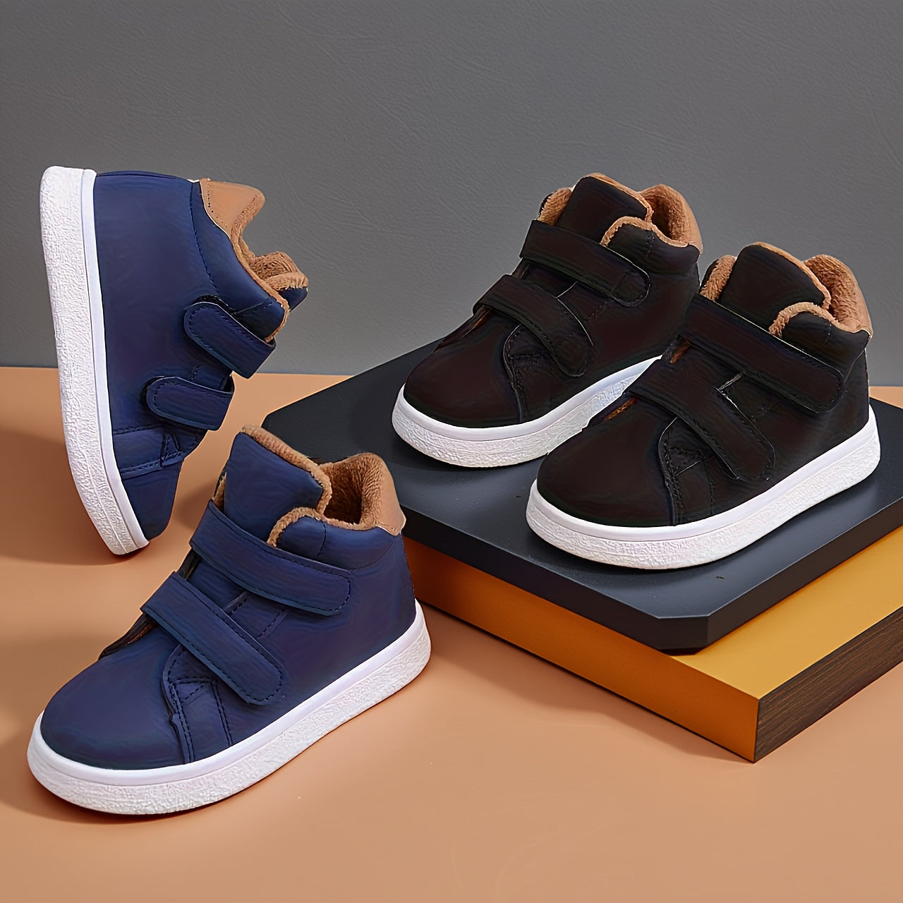 Boys & Girls Winter & Autumn Shoes - Soft TPR Sole, Warm Round Toe Mid-Top Sneakers with Closure, Brown/ - Non-Slip Traction for School, Hiking, Everyday - Easy-Clean Fabric Upper & TPR Outsole - Ideal for Cold Weather Play &