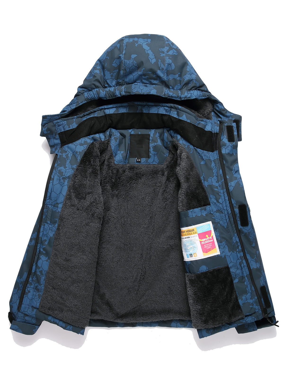 Boys' Thermal Ski Jacket with Fleece Lining - Windproof Cold-Resistant Hooded Winter Coat, Multi-Pocket Design & Zippered Storage, Lightweight & Low-Allergy for Skiing, Hiking, Outdoor Sports - All-Season Warmth for Boys & Te