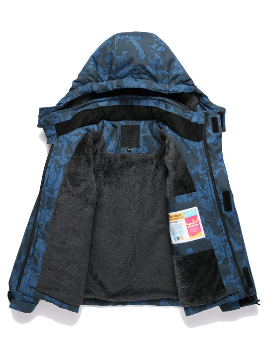 Boys' Thermal Ski Jacket with Fleece Lining - Windproof Cold-Resistant Hooded Winter Coat, Multi-Pocket Design & Zippered Storage, Lightweight & Low-Allergy for Skiing, Hiking, Outdoor Sports - All-Season Warmth for Boys & Te