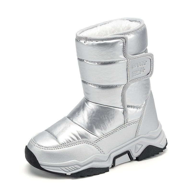 Girls & Boys Winter Snow Boots with Closure - PU/Fabric Upper & TPR Sole, Pastel Pink/White/Black/Clear - All-Terrain Traction, Cushioned Insole, Round Toe & Arch - Warm Winter Boots for,, Casual Attire - Ideal for Ski Resort