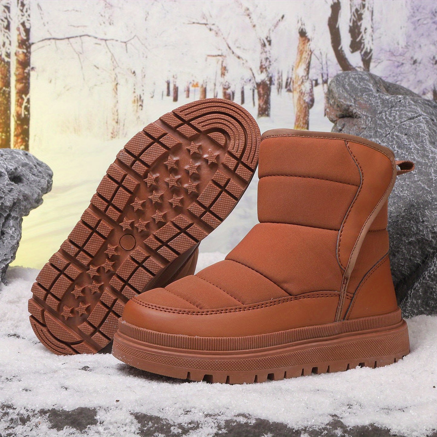 Kids High-Top Winter Snow Boots with Zipper Closure & TPR Sole - Heavy-Duty High Quality Cold Weather Boots with Cushioned Insole, Round Toe & Arch for Boys & Girls (Toddlers to Youth) - Ideal for School, Playground, Travel,