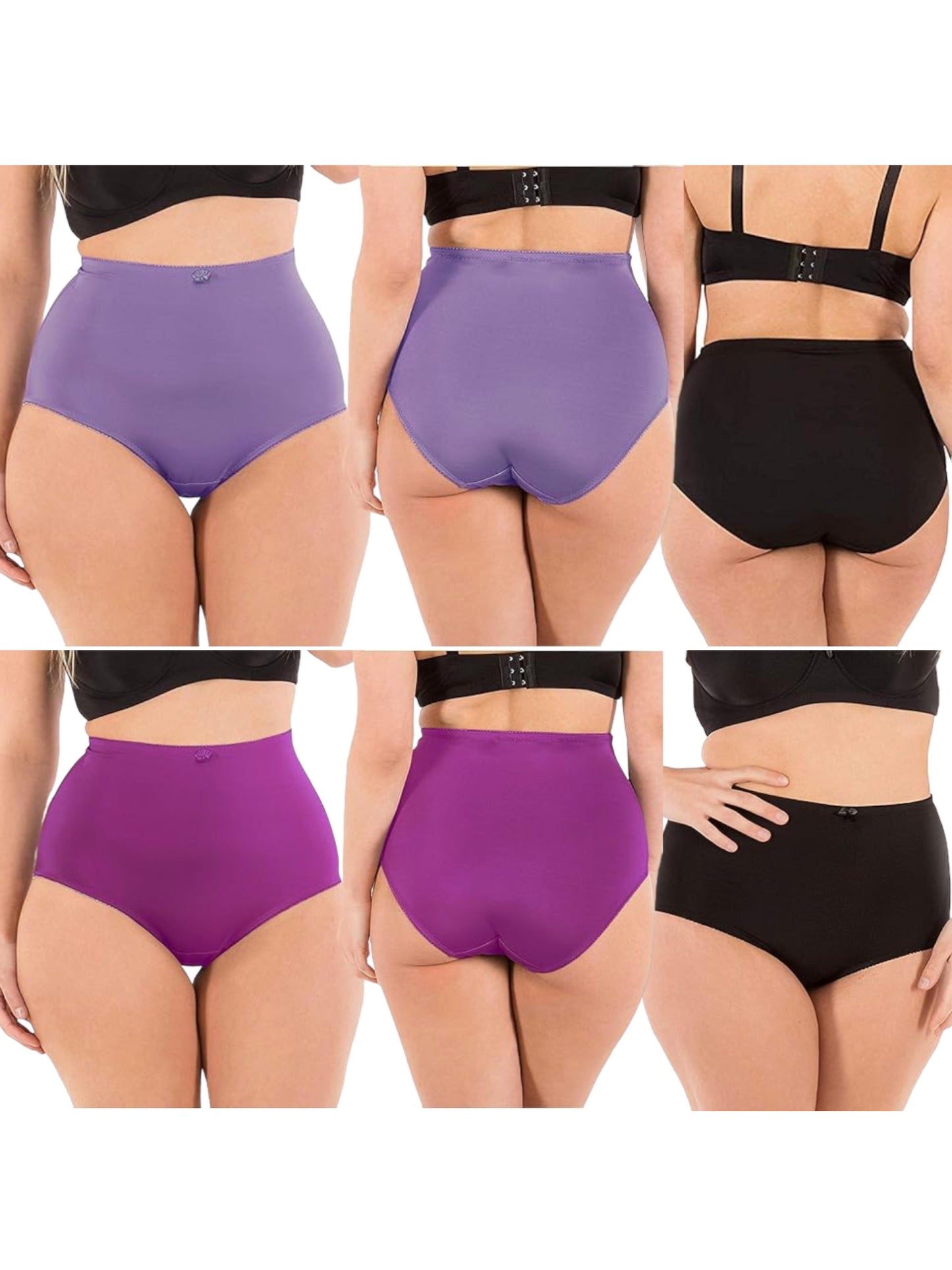 Women's Pack of 6 Randomly Assorted Plus Size High Waisted Girdle Panty Briefs