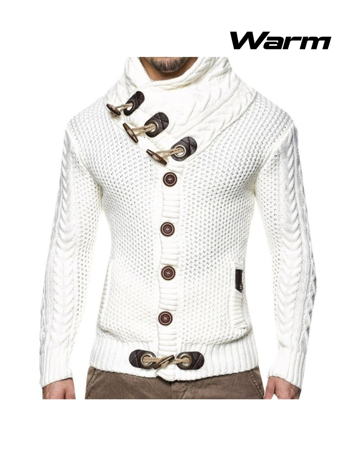 Men'S Slim Fit Thermal Knit Zip-Up Cardigan Sweater - Button-Front Closure, Stand Collar & Long Sleeve Winter Coat for Office Workwear, Layered Outfits, Modern Preppy Style - Warm & Versatile (Solid Color, Easy On/Off), Men W