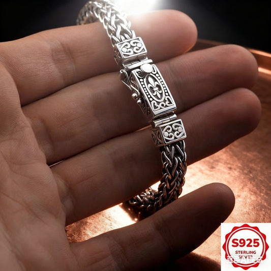 S925 Silver 's Bracelet Bracelet, Hand-woven Design, Punk Style Fashion Bracelet, Silver Bracelet, 's Birthday Gift Jewelry, Father's Day Gift, Boyfriend Gift, Birthday Gift, Perfect Gift for Boys, Perfect for Daily Wear, for