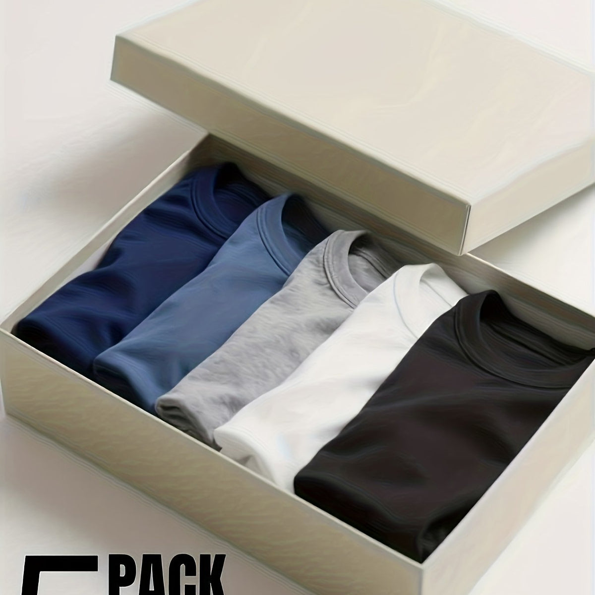 5 Must-Have Long-Sleeve Quality T-Shirts for Men, Comfortable And Soft Light Beige-Friendly Feel. Crew Neck T-Shirts Suitable for Work, School, Daily Commute, Holiday Gifts, High-Quality Men's T-Shirts And Men's Home Sleepwea