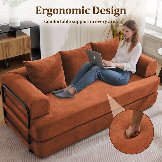 75-inch Living Room Sofa Bed, KORSER Modular Sofa, Double Multi-position Sofa Bed, Elegant Decoration, Thick And Comfortable Cushions, Durable Structure, Extra Deep Seat Sofa, Comfortable Chenille Fabric