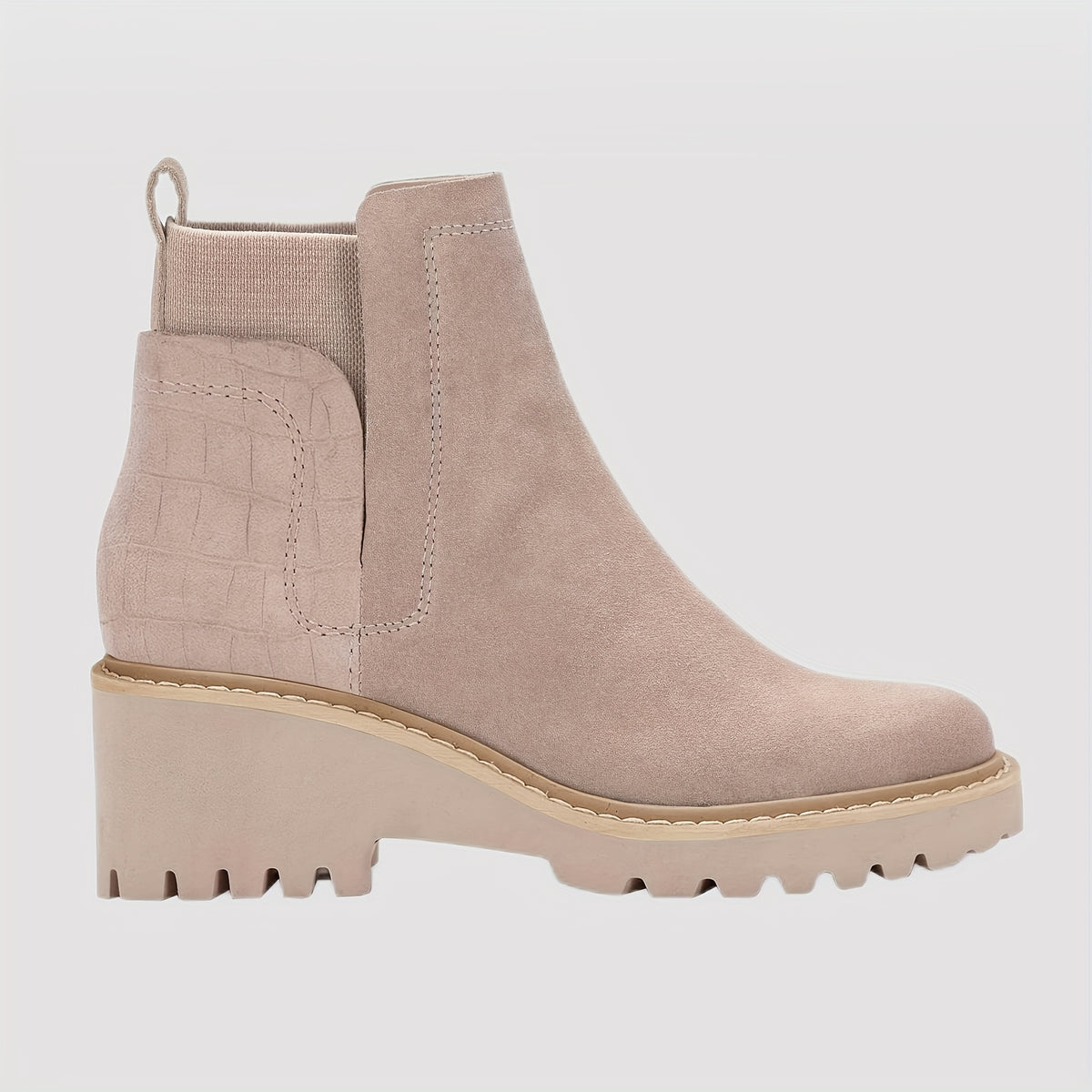 Women's Chunky Heel Boots - Ankle High, Non-Slip Cover Cover Combat Booties with Round Toe & Elastic Side Panels for All-Season Casual Wear