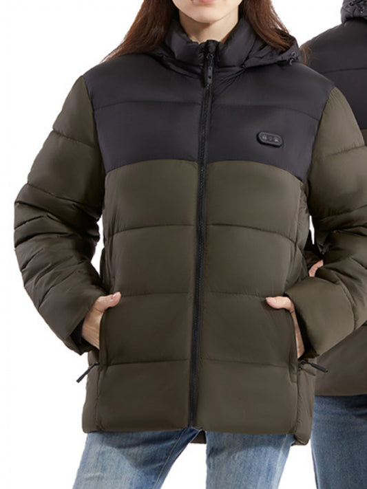 Women'S Smart Jacket with Constant Temperature Control - Winter Warmth, Zipper Closure & Belted Waist, Dual-Tone /Color Design, Casual Outerwear Coat for Cold Weather, Battery-Powered (Batteries Not Included) - Ideal for Ever