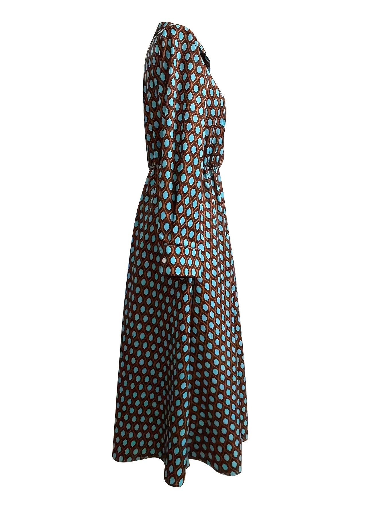 NS702 2025 Spring/Summer New Polka Dot Elegant Print Long Women's Dress Without Belt