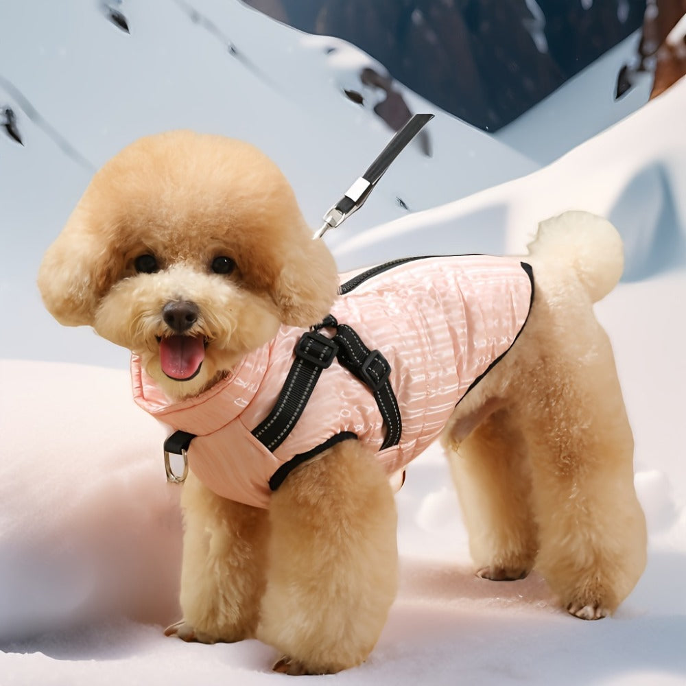 Waterproof Dog Jacket with Adjustable Harness-like Straps & Zipper Closure - Thick Warm Winter Coat for Small to Medium Dogs, Machine Washable Pet Vest with Piping & Buckle Closure, PinkPurple/ Colors, Durable Soft Fabric for