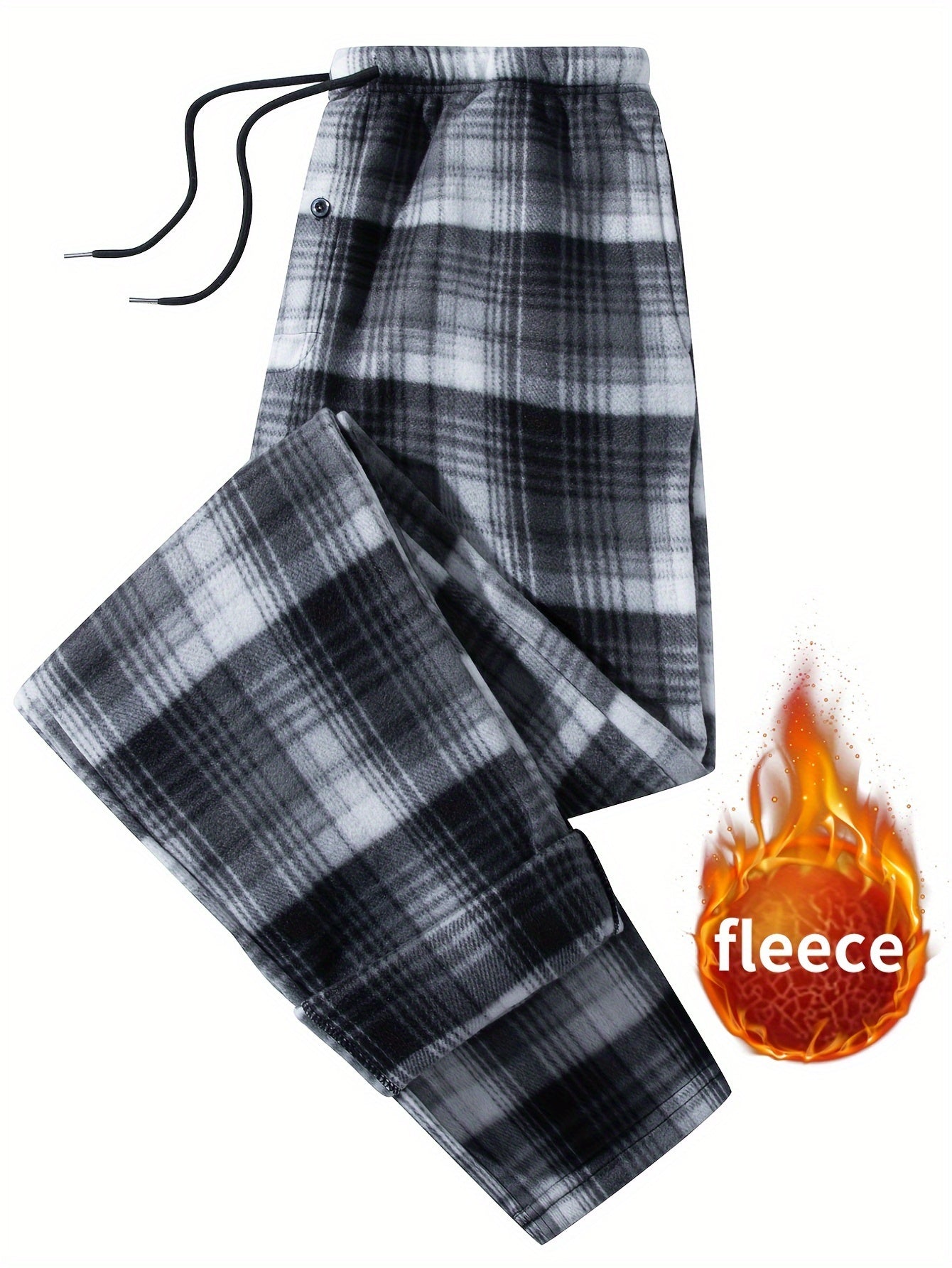 [4pcs Fleece Plaid Pants] 4pcs Set of Double-Sided Brushed Fleece Flannel Plaid Pants, Plaid Print Casual Sports Pants, Men's Outdoor Casual Sports Wear, Versatile Style, Details Elastic Band Plus 2 Insert Pockets