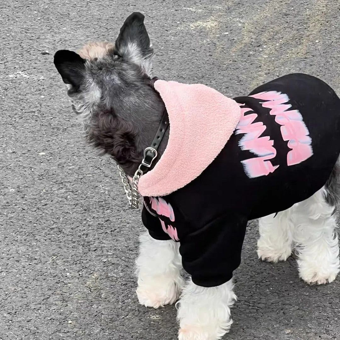 Winter -Lined British Hooded Dog Jacket Sweatshirt - Cozy Warm Pullover for Small Medium Large Dogs, Cute Pet Clothes for Pomeranian, Chihuahua, Poodle, Cocker Spaniel & More, Outdoor Winter Wear
