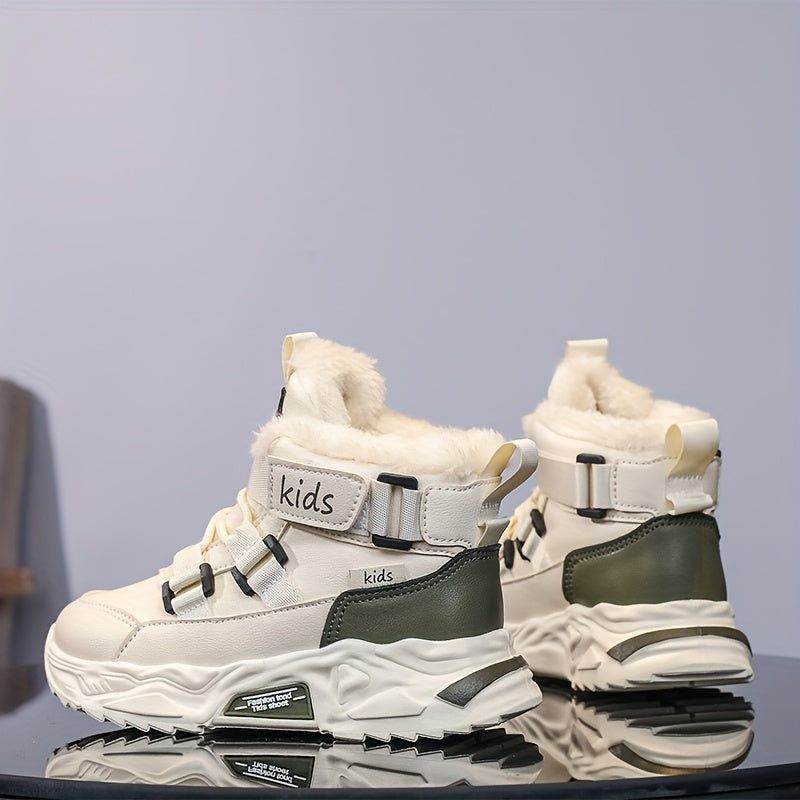 Boys' New Autumn/Winter High-Top Sports Running Shoes, Versatile Outdoor Casual Warm Snow Boots
