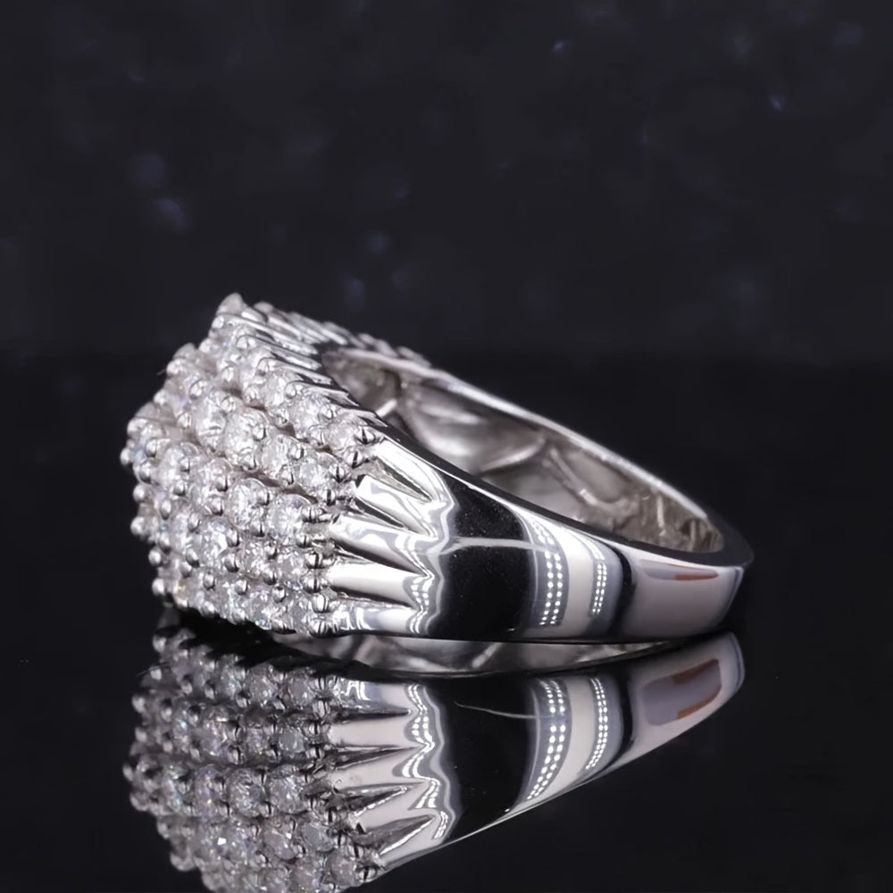 925 Sterling Silver Ladies' Ring, Luxurious And Fashionable, Multi-layered Design, Fully Set with 5A Zirconia, Suitable for Daily Wear, Engagement, Wedding, Parties, As A Gift for A Girlfriend, And to Be Included In A Gift Bo