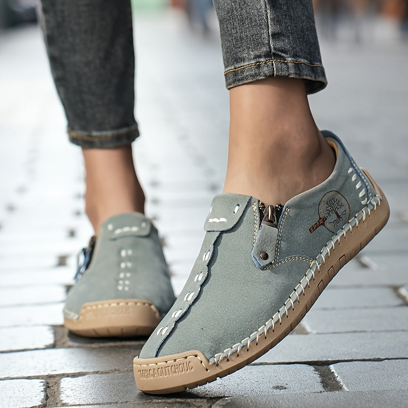 Women's Handmade Casual Loafers • Comfortable and Durable Slip-on Sneakers • Featuring a Zipper Closure • Breathable Perforated Design • Rubber Sole • Suitable for 10 Occasions and Holiday Outfits • Perfect for Ou