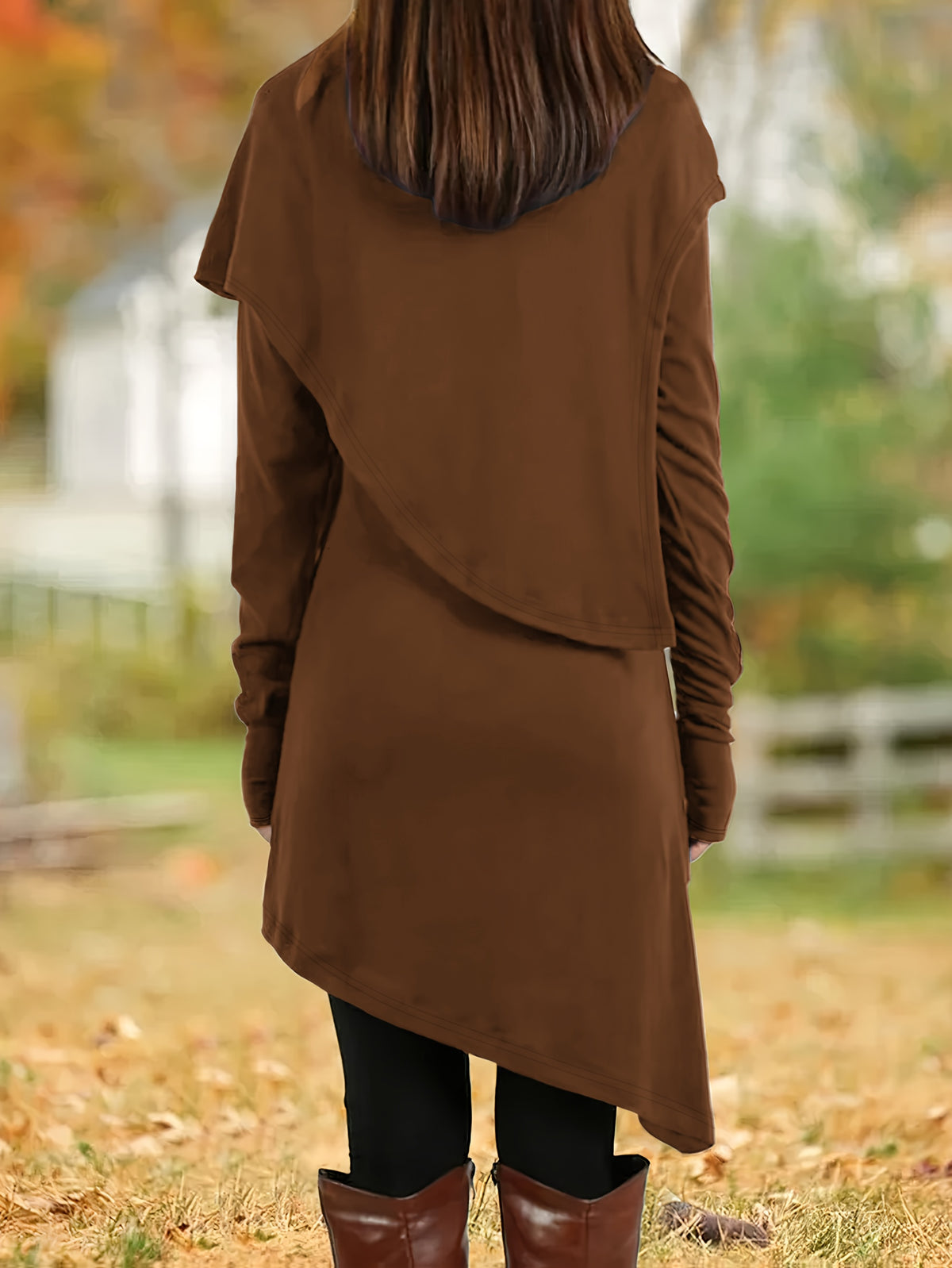 Women'S Elegant A-Line Slim-Fit Long Sleeve High Neck Dress with Short Jacket Sleeves - Solid Black Round Neck Winter Dress for Office, Party, Wedding Guest - Machine Washable Fall Winter Formal Attire, Casual to Semi-Formal