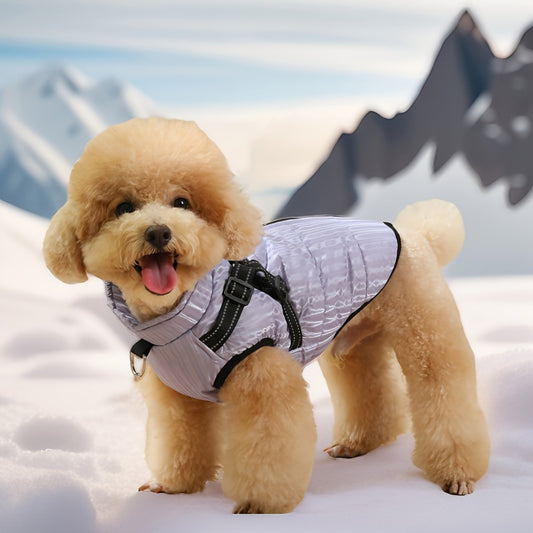 Waterproof Dog Jacket with Adjustable Harness-like Straps & Zipper Closure - Thick Warm Winter Coat for Small to Medium Dogs, Machine Washable Pet Vest with Piping & Buckle Closure, PinkPurple/ Colors, Durable Soft Fabric for