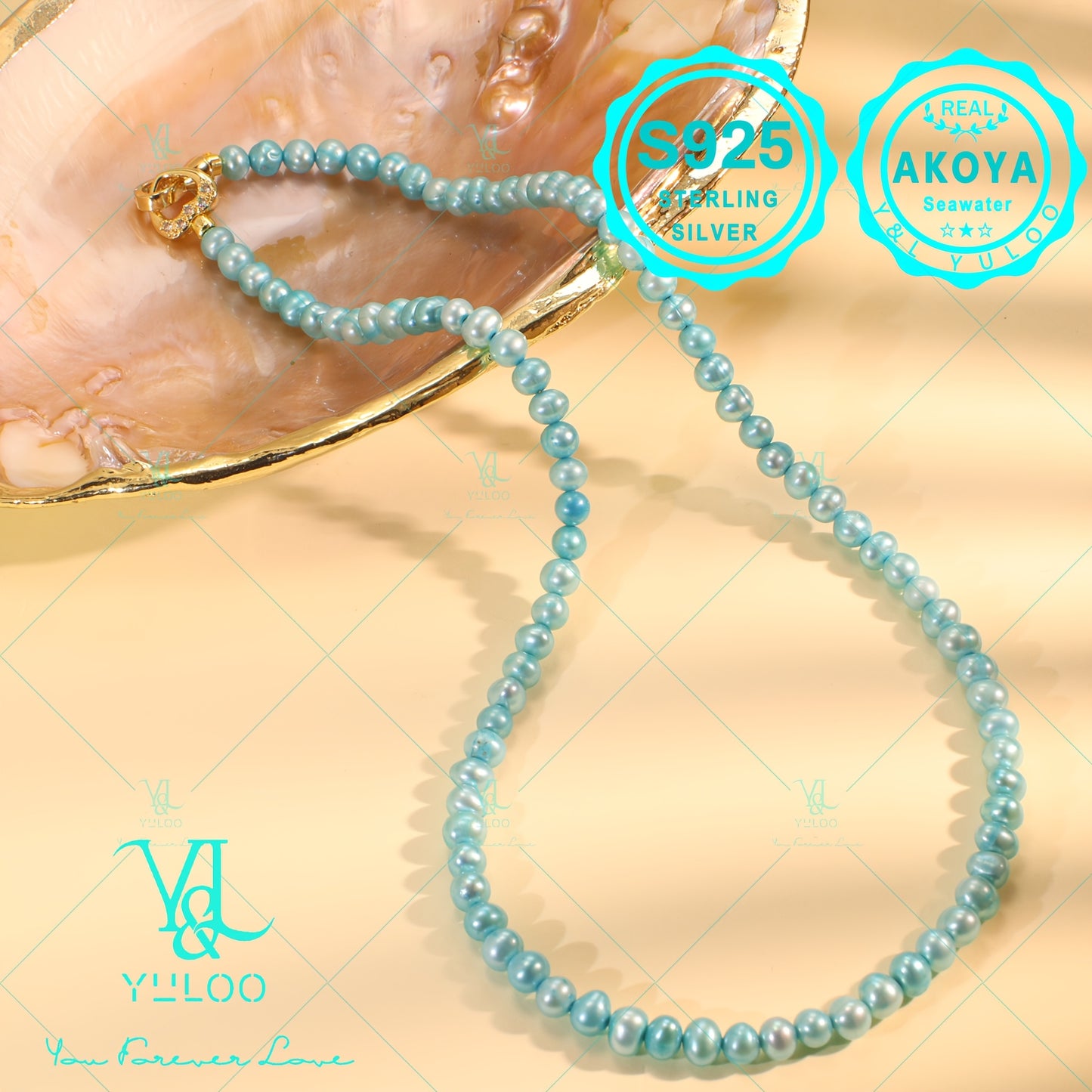 Natural Seawater Akoya Blue Saltwater Pearl Necklace, Women's Fashion Jewelry, S925 Silver, 16/18in, Women's Fashion Saltwater Pearl Necklace, Perfect Gift for Mother's Day, Wedding Anniversary, Valentine's Day, Or Any Other
