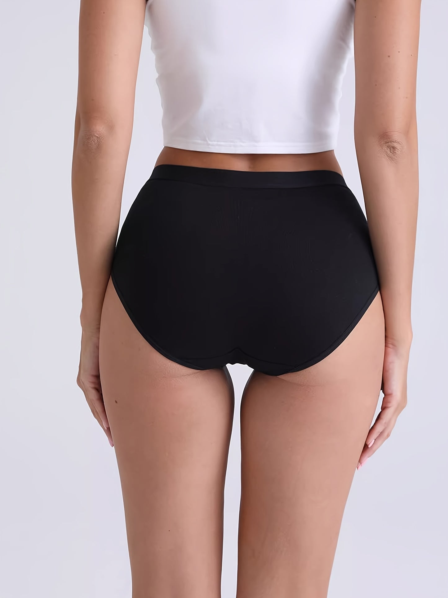 10pcs XORELR Women'S High Waist Tight Pants - Soft Full Coverage Underwear with Mid-Rise, Bohemian Style & Fake Pockets, 10 Solid Colors (Black, Pink, Beige, Light Blue, Dark Blue, Gray, White, Light Green, Mint Green, Navy)