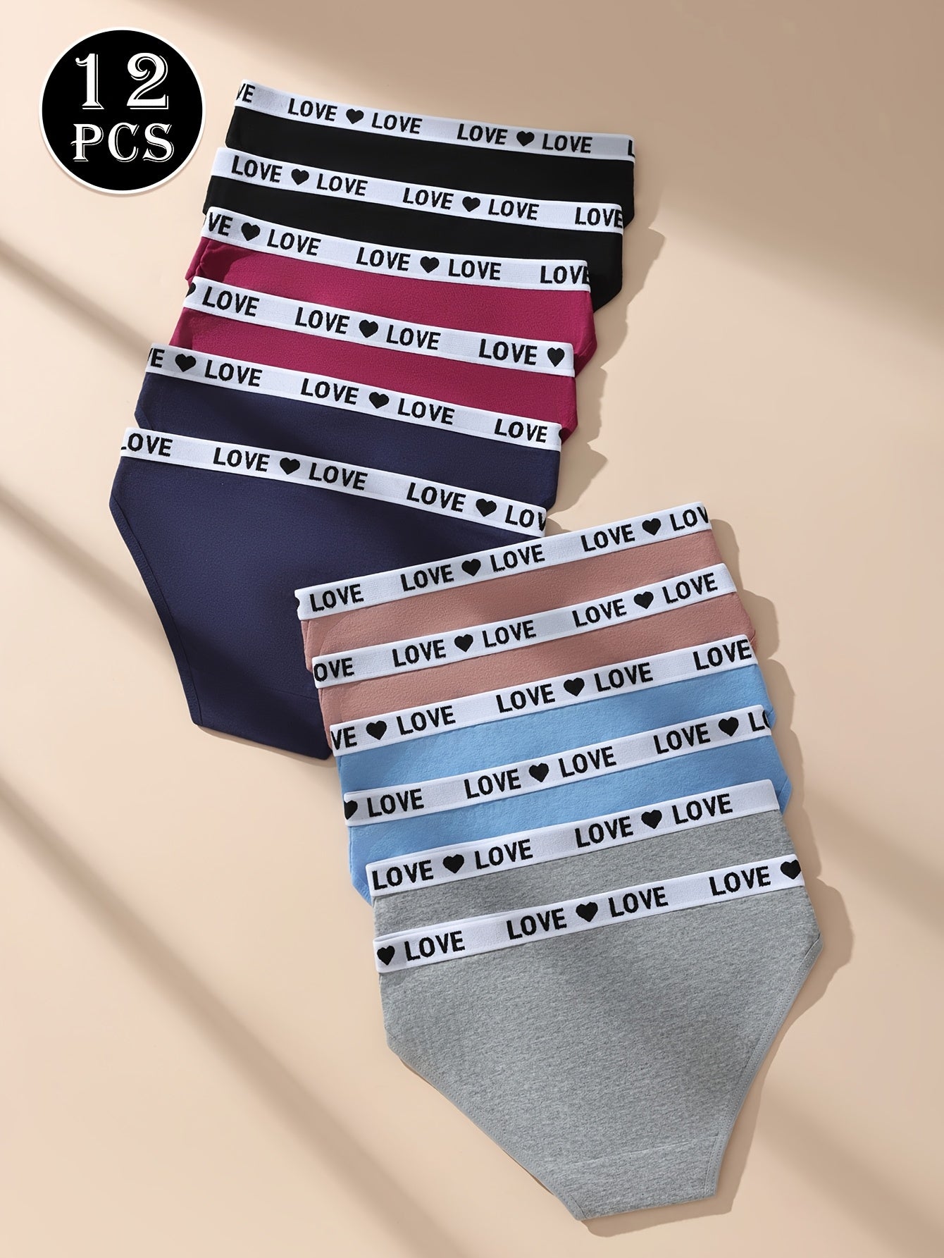 12 Simple And Colorful Mixed Bag Fashionable Sports Women's Underwear, Made Of Soft, Breathable, Elastic And Non Sticky Fabric, Suitable for Daily Wear