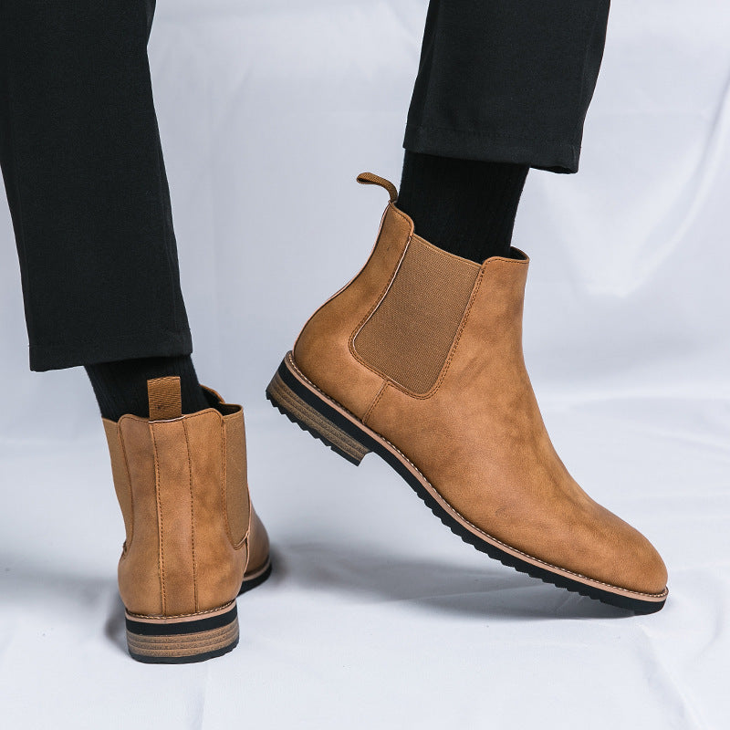Men'S Chelsea Boots - British Style Slip-On Ankle Boots with Faux Cover Upper, Round Toe & Rubber Sole, Polished Retro Design for Weddings, Parties, Business & Casual Wear - All-Season Comfort, Party Footwear, Classic Round T