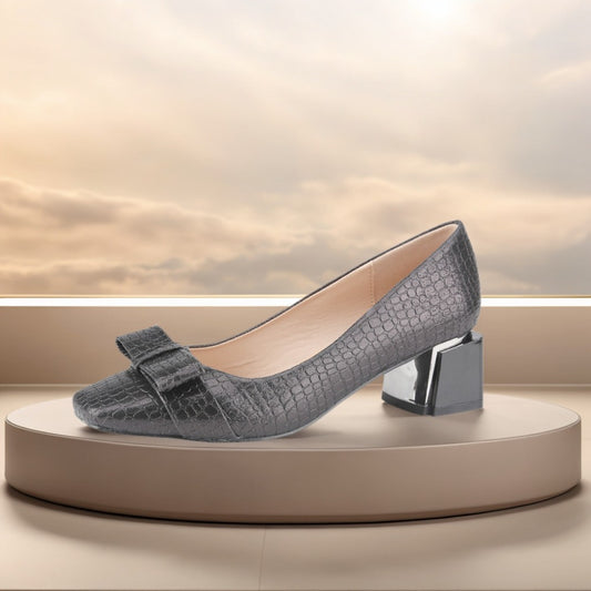 Versatile Women's Square-Toe Bow Pumps - All-Season Low Block Heel Work Shoes with Anti-Slip Sole & Cushioned Insole, Perfect for Business Casual Daily Outfits