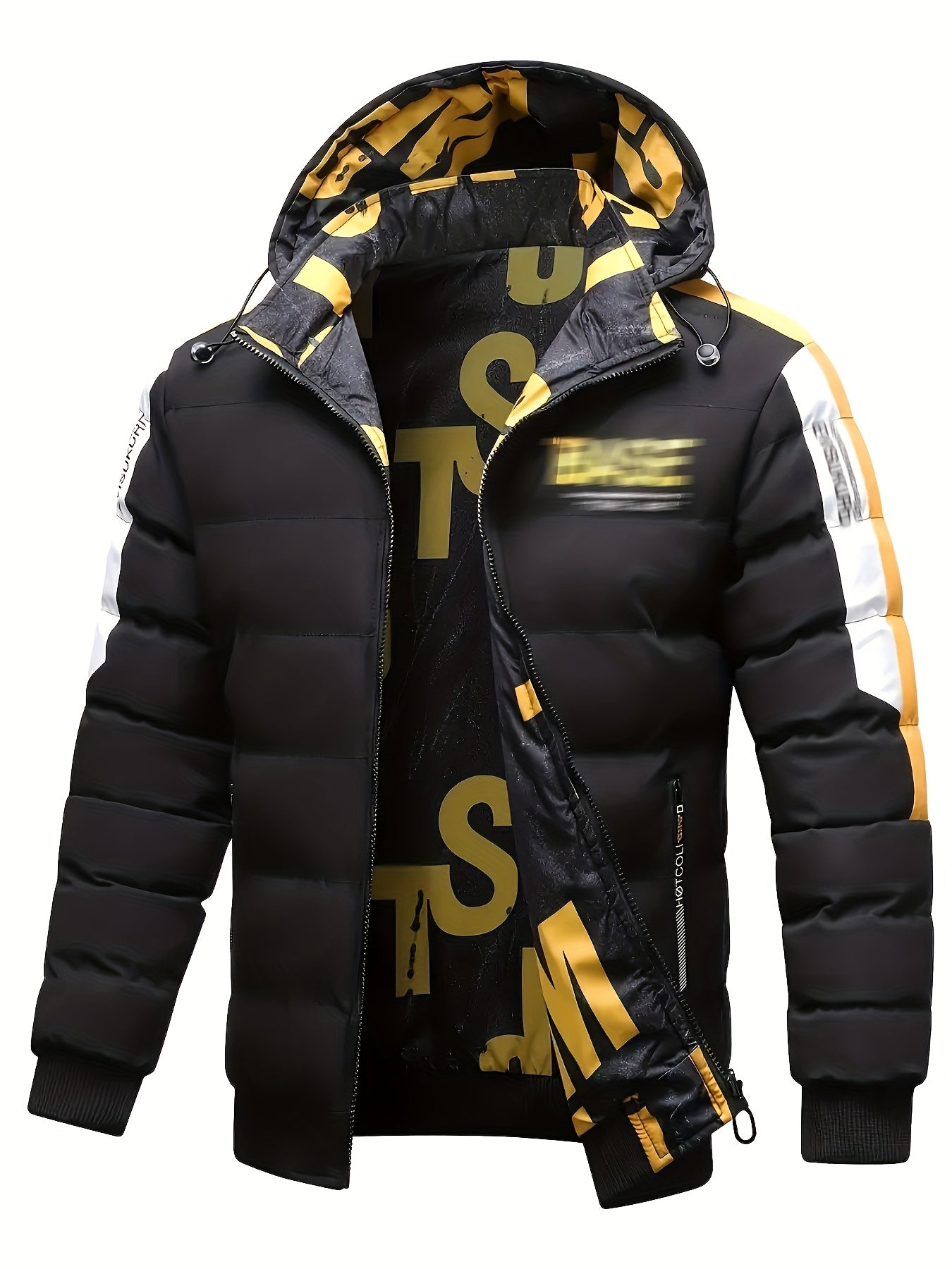 Men'S Coat Thickened Warm Hooded Windproof Winter Coat, 1pc Can Be Worn In Two Ways, Suitable For Outdoor Activities Men'S Casual Soft Shell Jacket