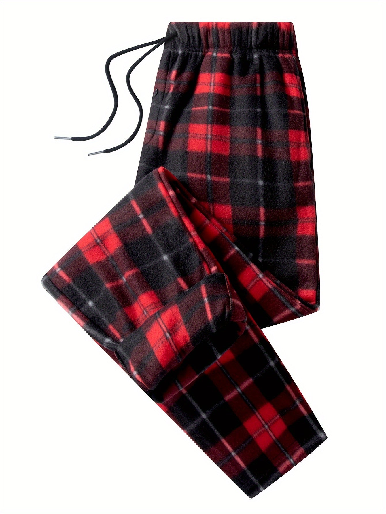 [4pcs Fleece Plaid Pants] 4pcs Set of Double-Sided Brushed Fleece Flannel Plaid Pants, Plaid Print Casual Sports Pants, Men's Outdoor Casual Sports Wear, Versatile Style, Details Elastic Band Plus 2 Insert Pockets