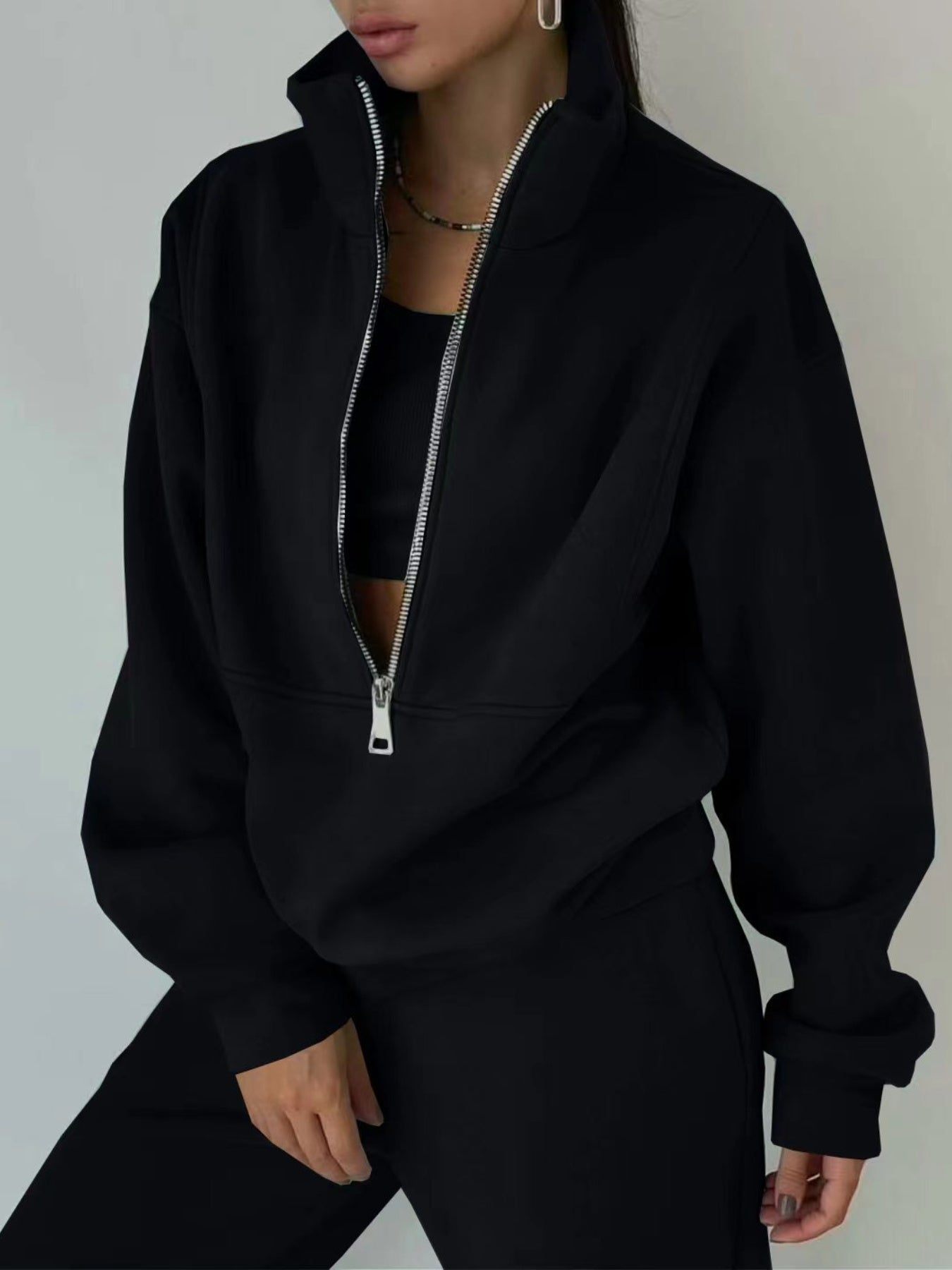 Fleece Set- Women'S Casual s Two-Piece Fall 2025, Clothing Set, Casual Wear, y Look, Cozy Outfit, Fleece Material, Warm Fabric, Women'S Top, Matching Set, Enthusiasts, Fall Wardrobe