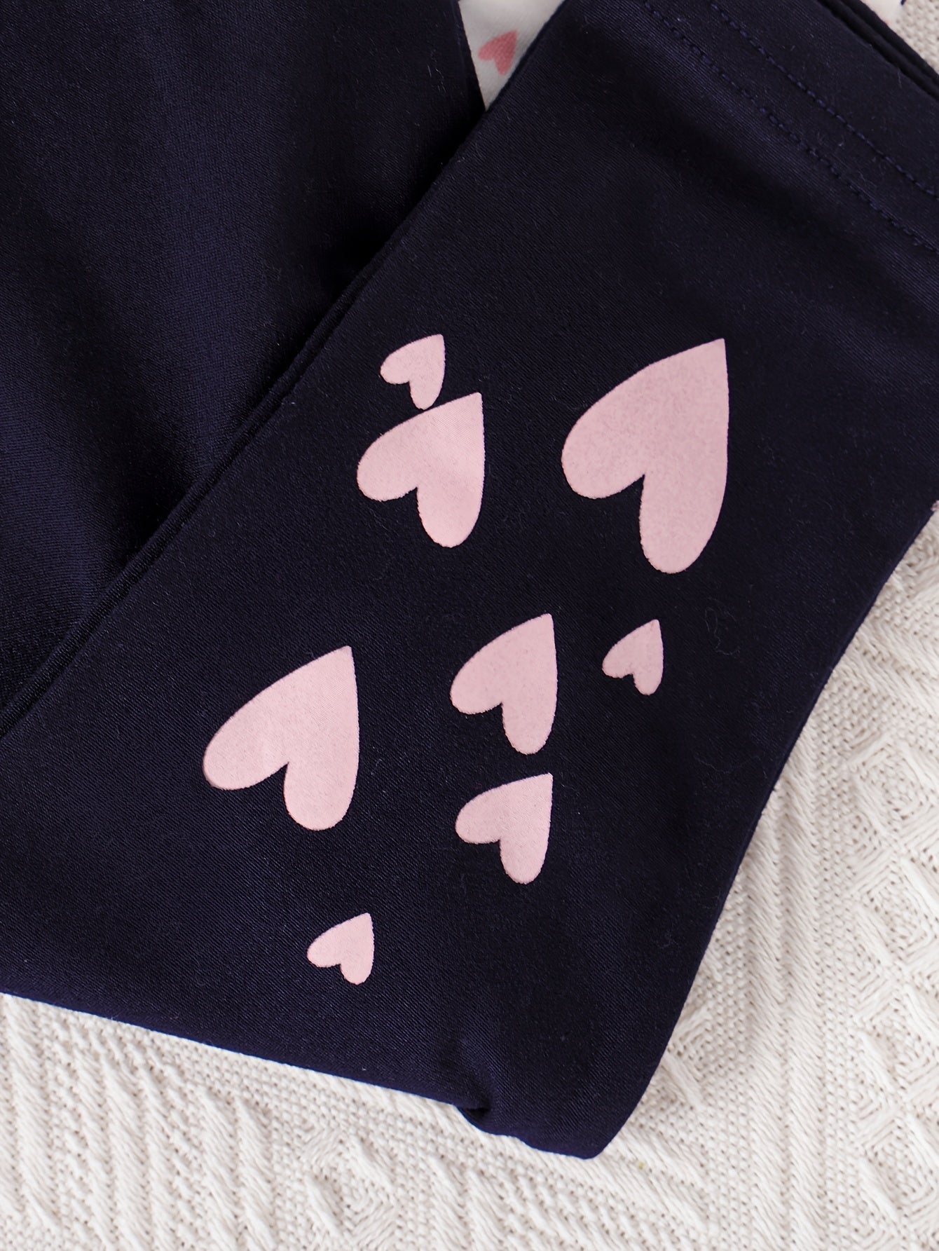 10pcs Baby Girls' Casual Long Sleeve & Pants Set - Cute & Heart Print, Soft Stretchy Fabric, Loose Fit, Spring/Fall Outdoor Playwear, Perfect for Daily Wear, for Outdoor