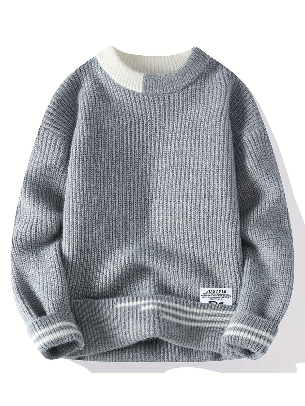 SENMEIGUO Men's Slim Fit Thermal Knit Sweater - Thick Warm Winter Sweaters Suitable for, Round Neck Long Sleeve Academic Collegiate Style Top, Winter Knitwear for Casual Outdoor Wear, Office & Social Events