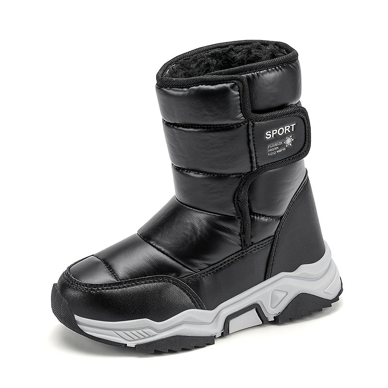 Girls & Boys Winter Snow Boots with Closure - PU/Fabric Upper & TPR Sole, Pastel Pink/White/Black/Clear - All-Terrain Traction, Cushioned Insole, Round Toe & Arch - Warm Winter Boots for,, Casual Attire - Ideal for Ski Resort