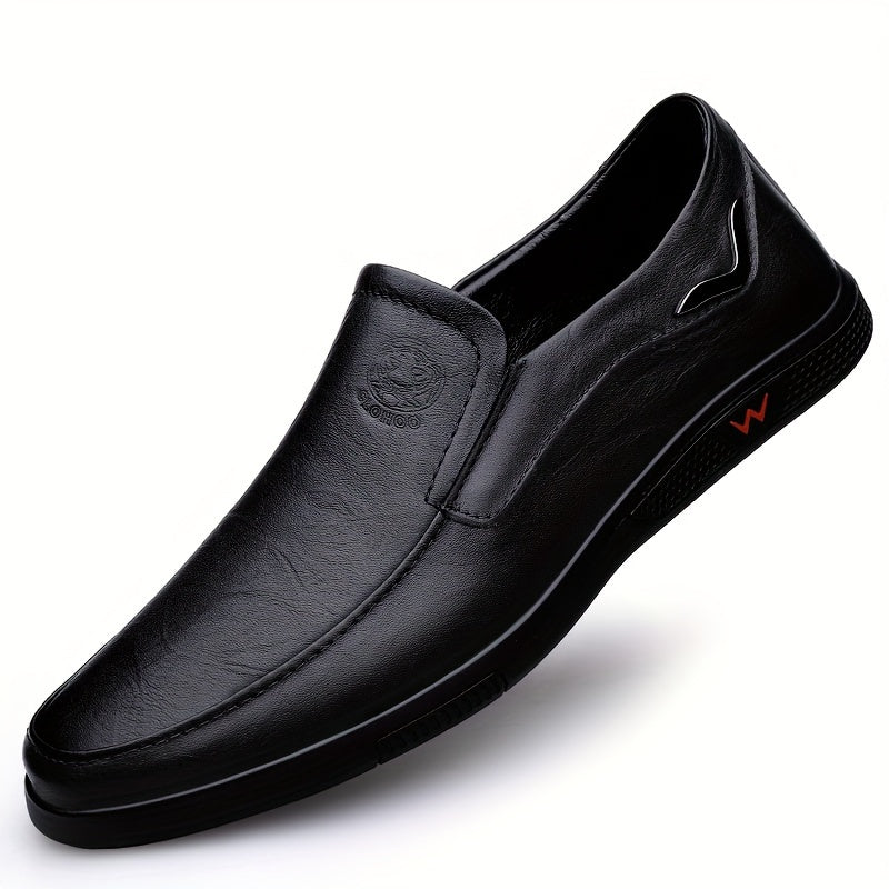 [Men's Business Casual Shoes] CLOHOO Men's Slip-On Loafers | Two-Layer Cowhide Rubber Sole Business Casual Faux Leather Shoes Soft Bottom Comfortable