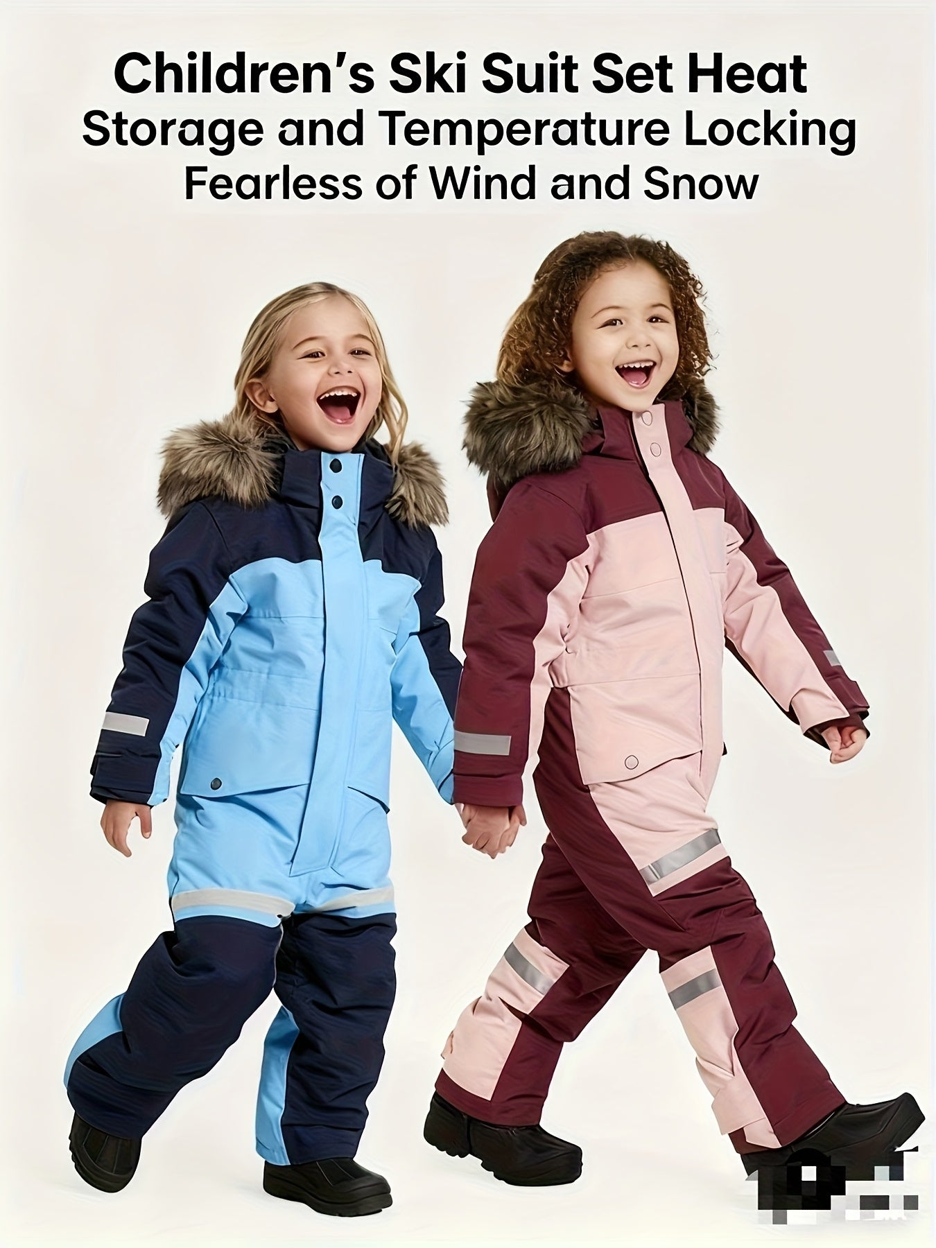 Boys' & Girls' Thickened Warm Windproof High Quality Snowboard Ski Suit Set - Full-Zip/Hooded One-Piece Winter Sports Outfit, Cold-Weather Clothing for Skiing, Ice Skating, Hockey, Birthdays & Christmas Gifts for & (Hand Wash