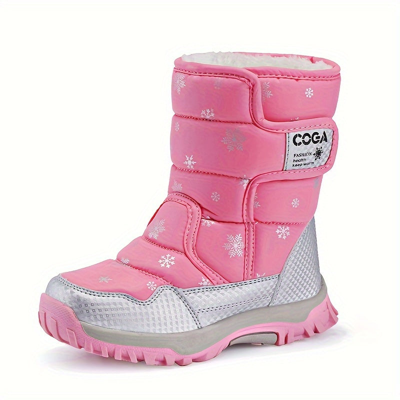 [Preppy | Winter] Winter High-Top Snow Boots | Preppy Casual Boots for Boys & Girls | Adjustable Fastening, PU & Nylon Upper, Fabric Lining, TPR Sole, Round Toe, Kids' Warm Padded Boots
