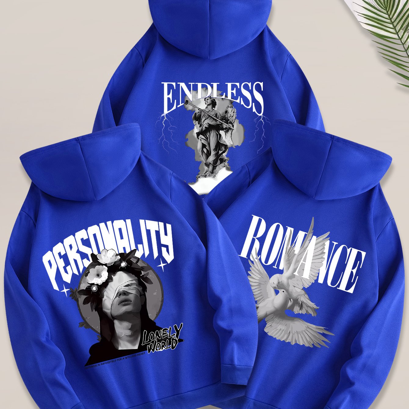 Three-pc 100% Polyester Men's Micro-Stretch Casual Sportswear • Soft and Comfortable Hooded Sweatshirt • Machine Washable Loungewear Top • Classic, Stylish, and Versatile • for Outdoor Activities