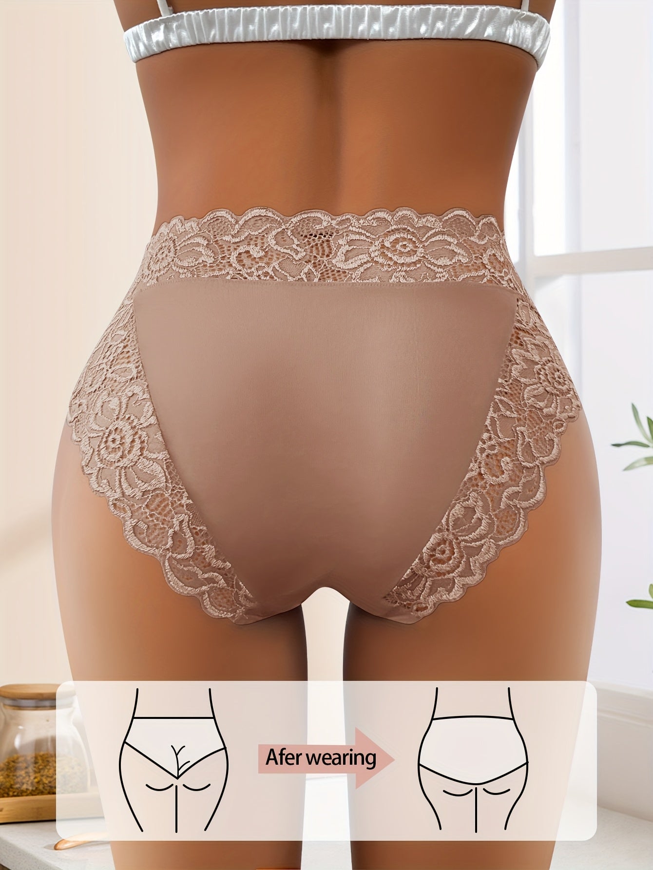 5pcs Women's Floral Lace Design Triangle Panties - Elegant, Breathable Mid-Rise Underwear with Geometric Patterns, Comfortable & Stylish for Casual Attire, Romantic Holidays, and Special Occasions