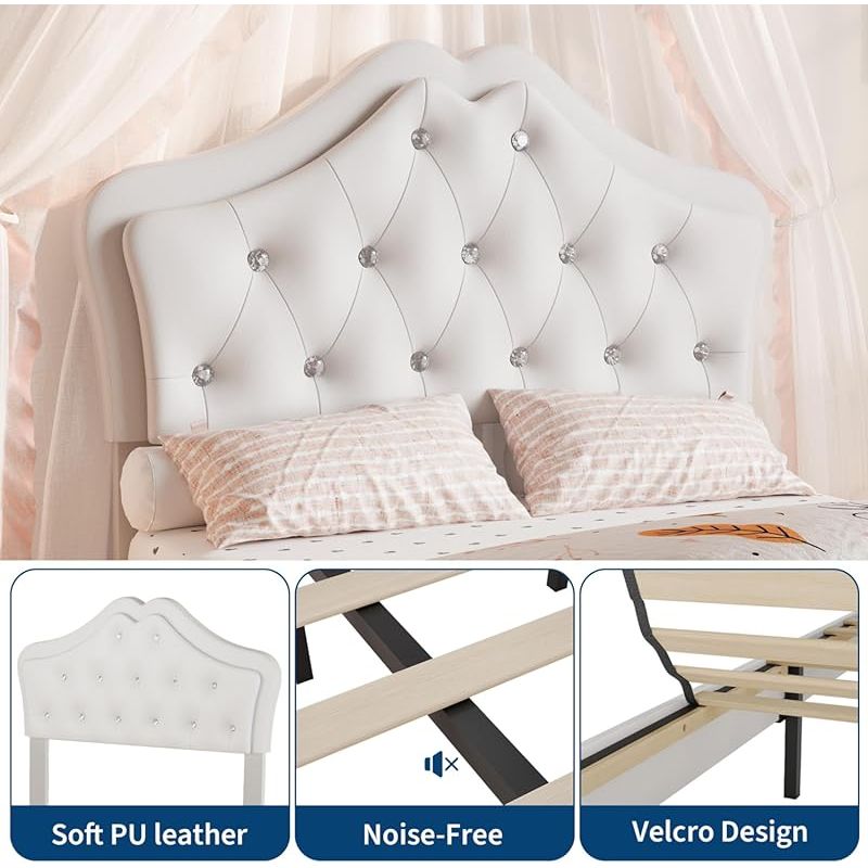 Twin-Size Single Bed Frame with Headboard & Storage Drawers - Modern Platform Bed with Upholstered Headboard, Easy Assembly, No Springs Needed