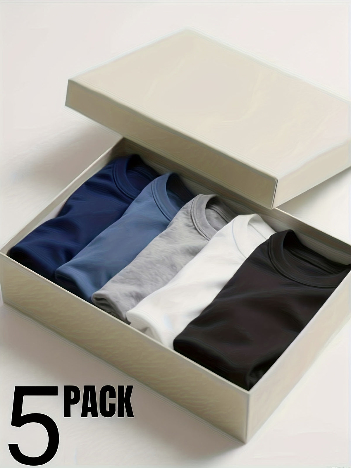 5 Must-Have Long-Sleeve Quality T-Shirts for Men, Comfortable And Soft Light Beige-Friendly Feel. Crew Neck T-Shirts Suitable for Work, School, Daily Commute, Holiday Gifts, High-Quality Men's T-Shirts And Men's Home Sleepwea
