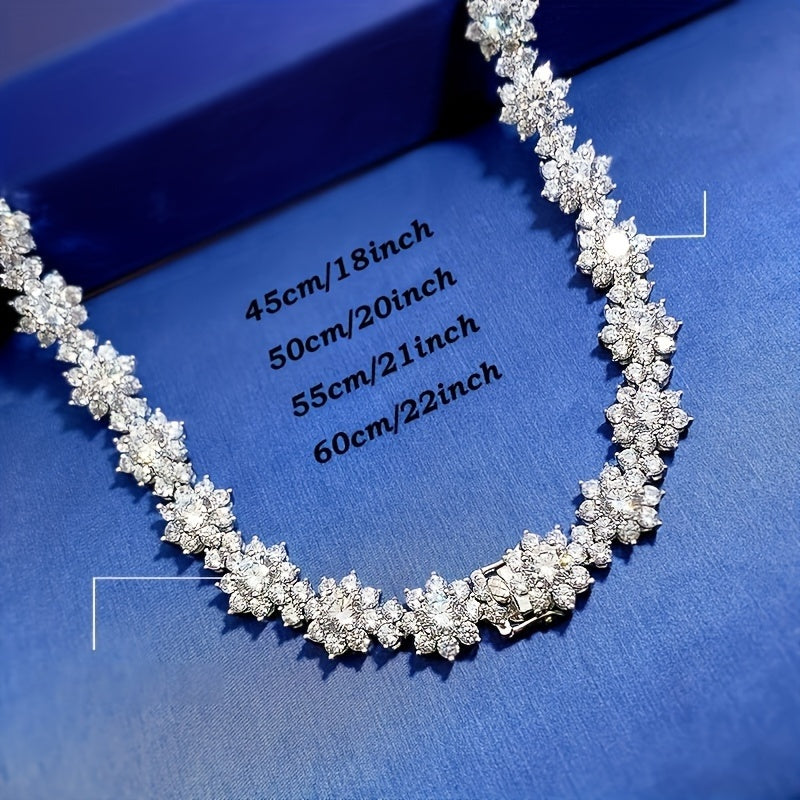 1pc Exquisite 4 carat Moissanite Sunflower Necklace S925 Sterling Silver - exquisite Bohemian design, gift for mom, her, birthday, wedding, anniversary, engagement, graduation - white, elegant, timeless