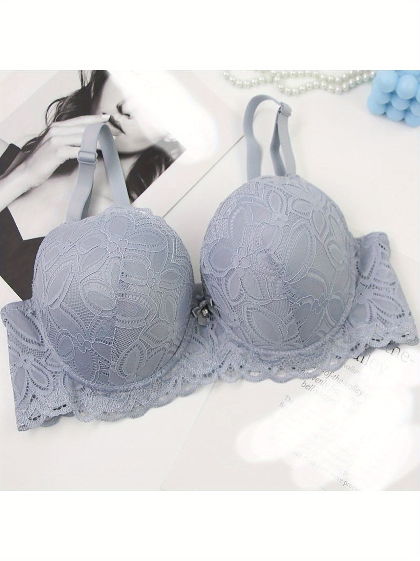 3pcs Women'S Wireless Push Up Bras - Full Coverage Wire-Free Everyday Support, Soft Breathable Fabric, Adjustable Straps & Lace Trim, 3 Colors (Pink/Beige/Light Blue) - Daily Comfort Lingerie, Wireless Bras, Casual Attire, El
