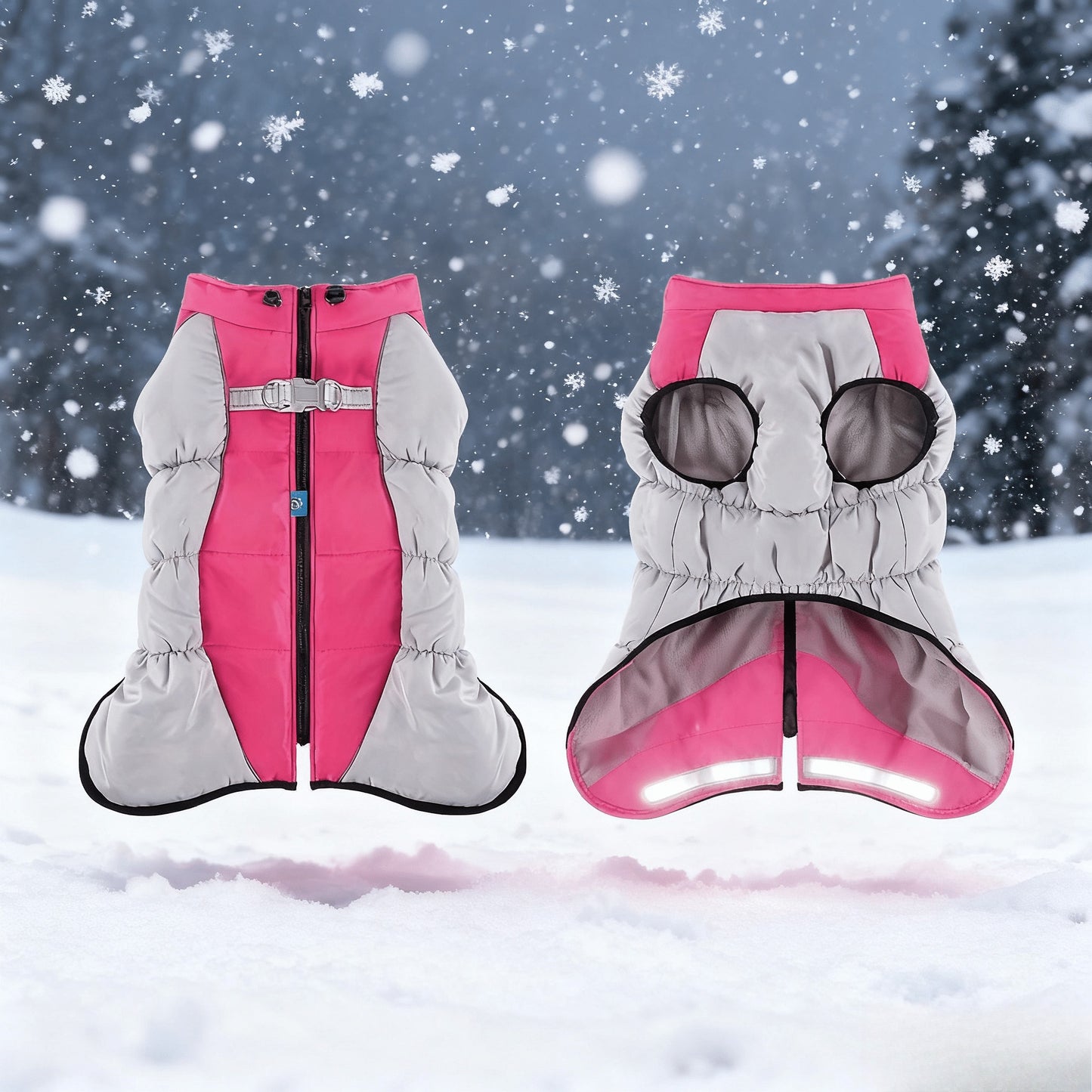 Winter Windproof Dog Jacket with Pit Bulls & Medium/Large Dogs - French Door Zipper Coat, Adjustable Buckle, Machine Washable Warm Outerwear for Outdoor Protection (Suitable for chilly spring & winter)