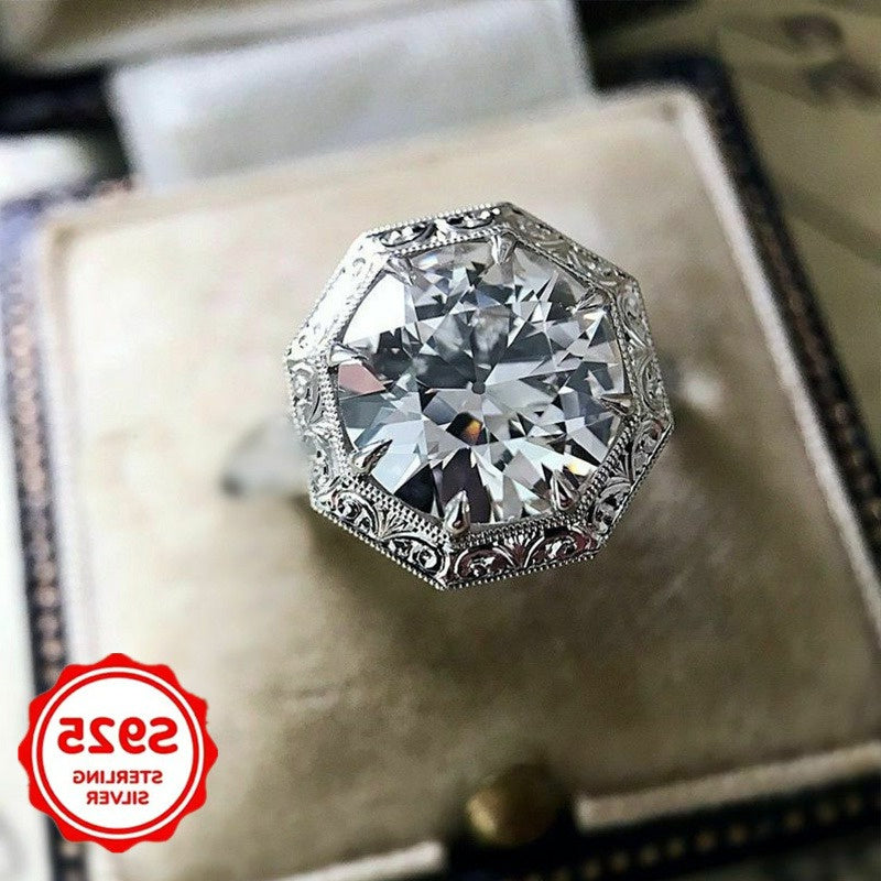 Fashionable and creative wide face 925 sterling 925 silver plated 3A Zirconia ring, unique and exquisite wedding anniversary exchange gift, for Teenager