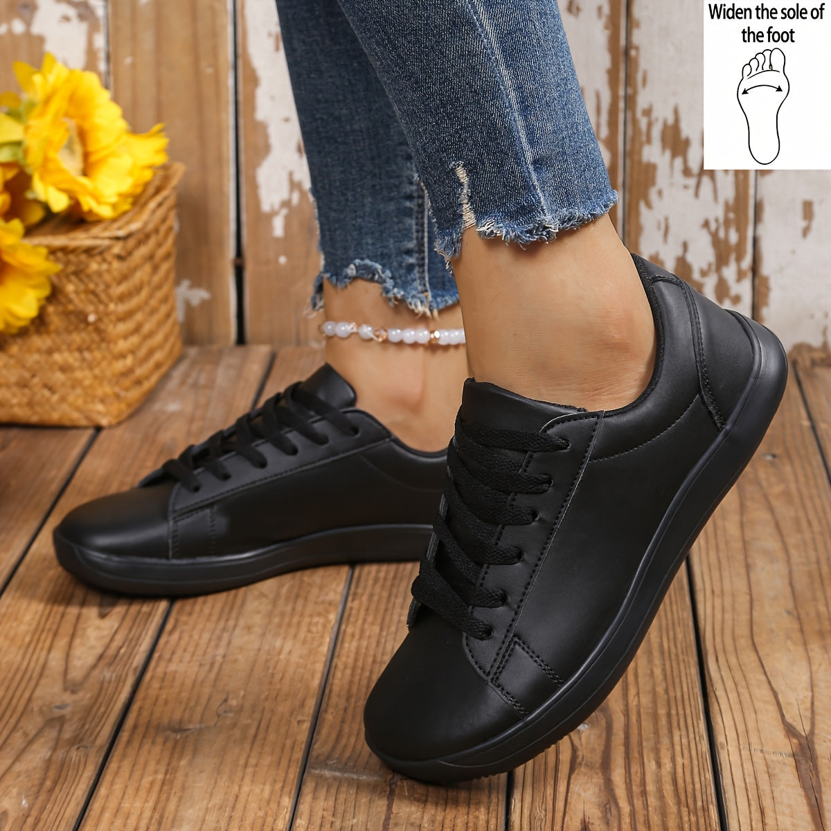 [Casual Sneakers] Four Seasons New Fashion Minimalist Women's Casual Sneakers With Front Lace-Up, Extra Wide And Comfortable Large Size Barefoot Shoes, Women Shoes