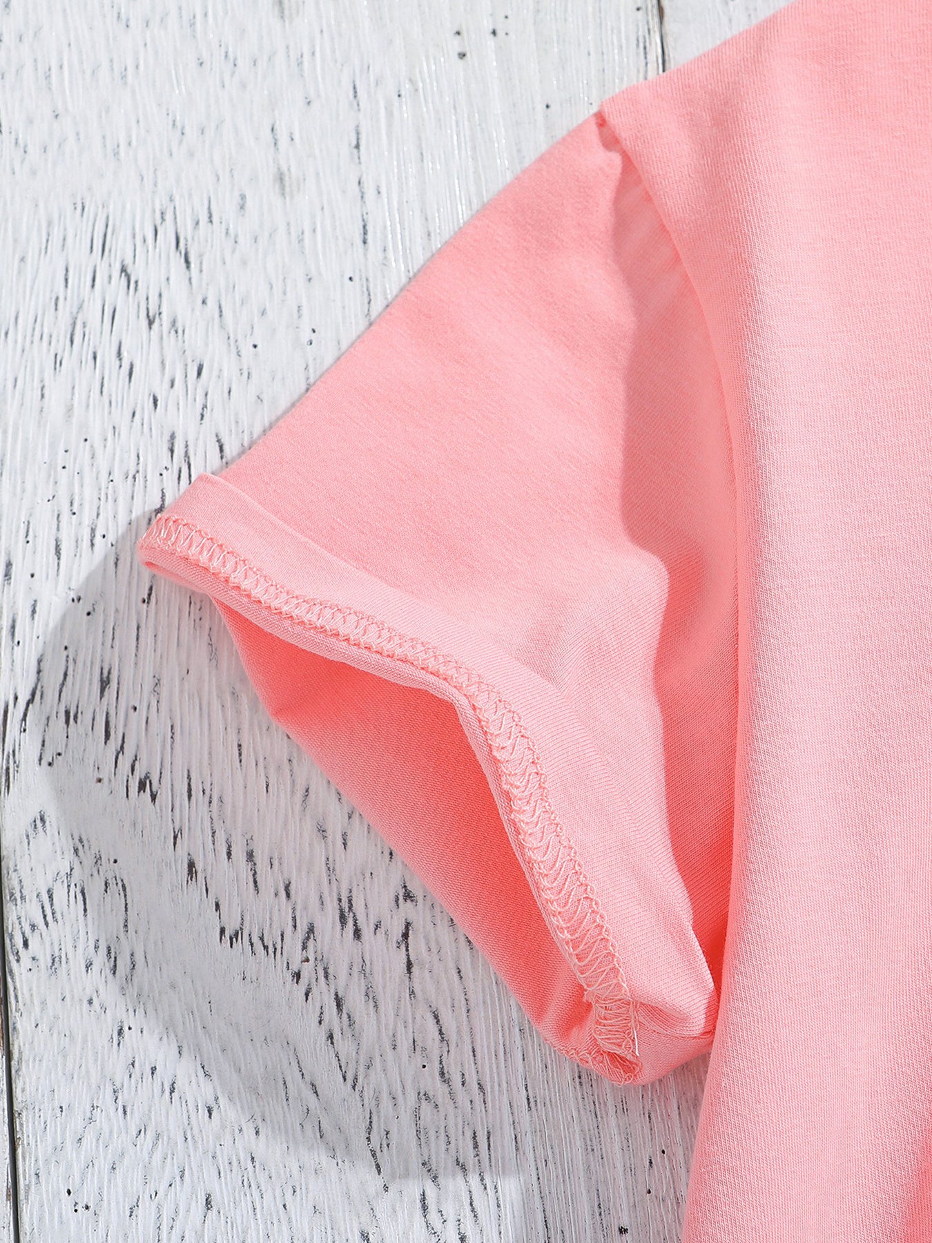 [Girls' Butterfly T-Shirt Set] 5pcs Set of Girls' New Fashionable Round Neck Short Sleeved T-shirt with Interesting Butterfly Pattern Print, Comfortable Polyester Fiber Casual Summer Top